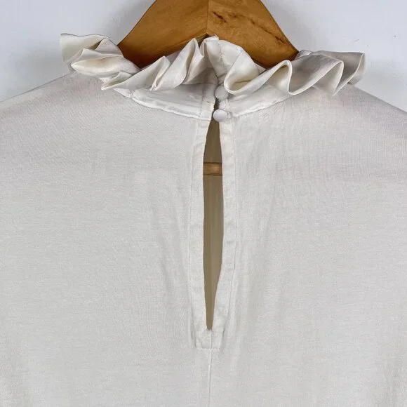 NWT Banana Republic Fast Long Sleeve Ruffle Neck Snow Day Blouse Sz Small - Picture 5 of 6